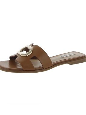Steve Madden Harlene Cognac Leather Slide Sandal